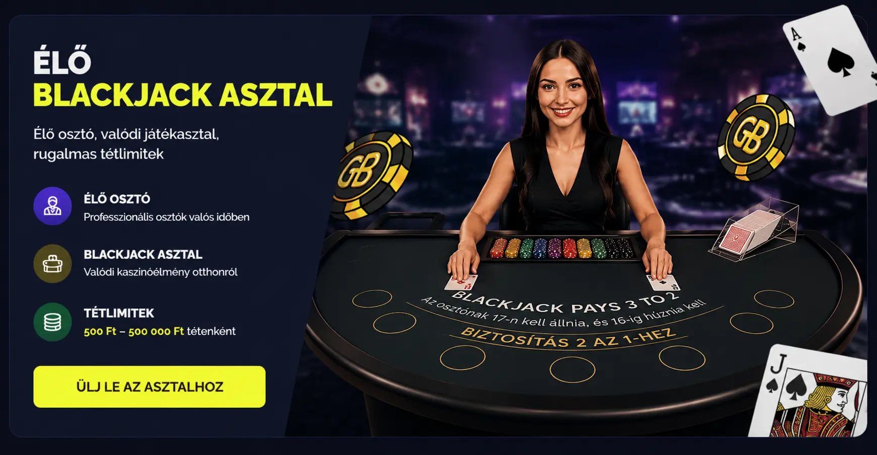 Goldbet élő blackjack